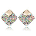 Fashion Rhinestone Gold Plated Square Design Earrings Stud 02012111659